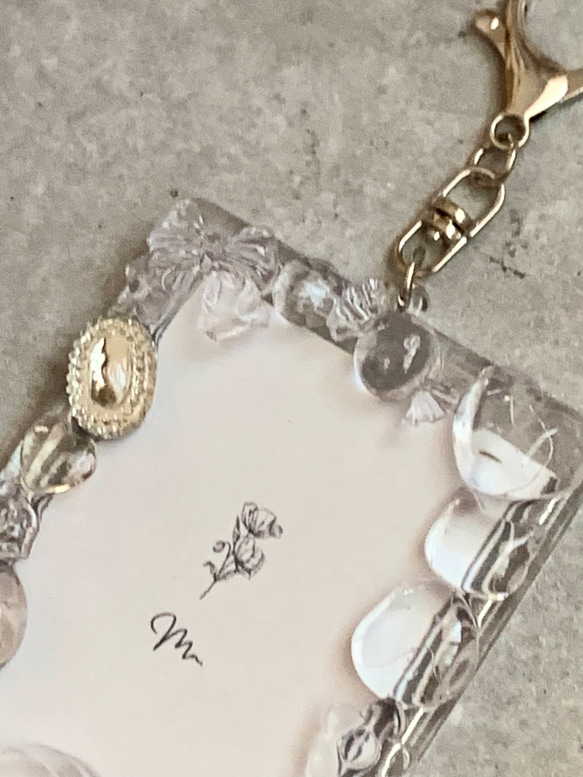 【B8トレカキーホルダー】再販　硬質ケース 『 clear 』 no. 201 透明/クリア/ビジュー/シルバー 3枚目の画像