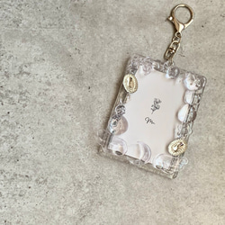 【B8トレカキーホルダー】再販　硬質ケース 『 clear 』 no. 201 透明/クリア/ビジュー/シルバー 5枚目の画像