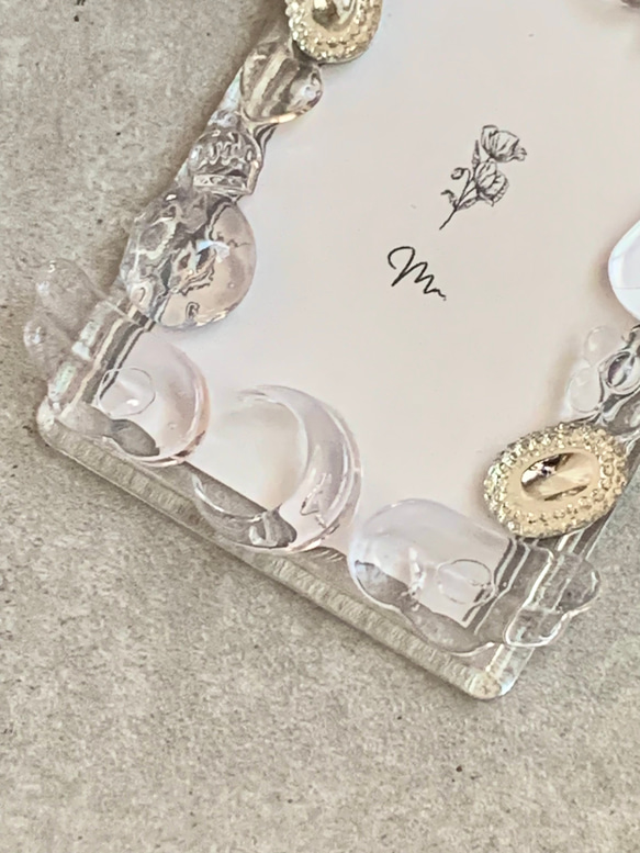 【B8トレカキーホルダー】再販　硬質ケース 『 clear 』 no. 201 透明/クリア/ビジュー/シルバー 4枚目の画像