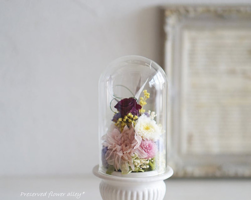 仏花 ガラスドームタイプ(小) プリザーブドフラワー オーダー品