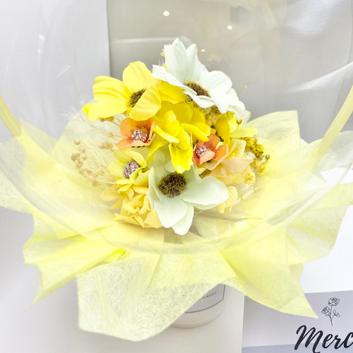 OBLI フラワーバルーントップス　イエロー　美品 フラワーバルーンブーケ イエロー｜名入れ可｜誕生日・発表会・結婚