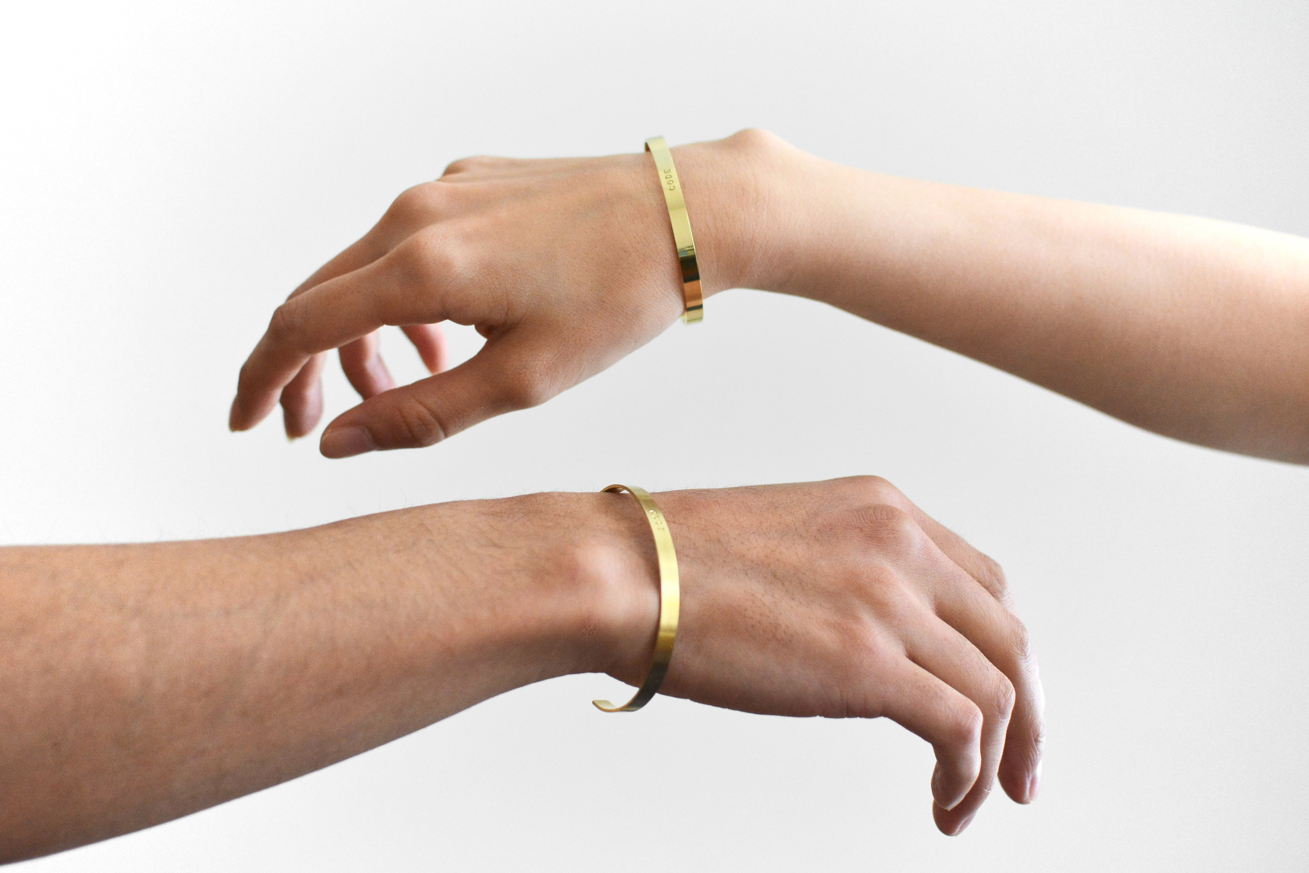 ペア2点セット 刻印バングル5㎜｜真鍮 ゴールド ブラス シンプル 重ね付け ペア サイズオーダー 名入れ