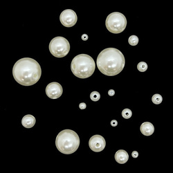 【100顆】珍珠珠★4mm/米白色★圓形帶孔 樹脂珍珠 塑膠珍珠 第4張的照片