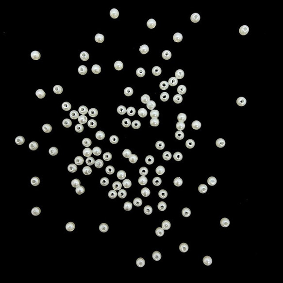【100顆】珍珠珠★4mm/米白色★圓形帶孔 樹脂珍珠 塑膠珍珠 第3張的照片