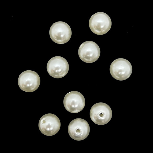 【10顆】珍珠珠★12mm/米白色★圓形帶孔 樹脂珍珠 塑膠珍珠 第3張的照片