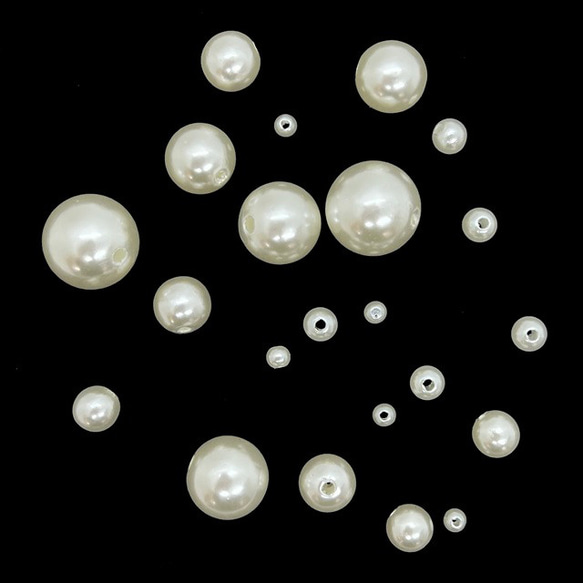 【6顆】珍珠珠★14mm/米白色★圓形帶孔 樹脂珍珠 塑膠珍珠 第4張的照片