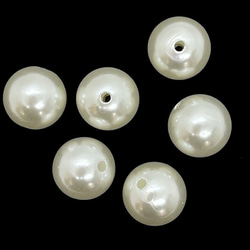 【6顆】珍珠珠★16mm/米白色★圓形帶孔 樹脂珍珠 塑膠珍珠 第3張的照片