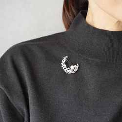 貝殼珍珠鋯石月亮和珍珠胸針，新月，非常適合畢業典禮和入學典禮 第7張的照片