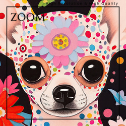 【花とチワワ犬の夢の世界 No.2】アートポスター 犬の絵 犬の絵画 犬のイラスト 3枚目の画像