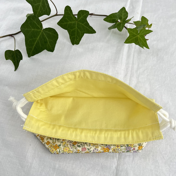 お弁当袋3点セット(黄色花柄)コップ袋、お弁当袋、ランチョンマット 8枚目の画像