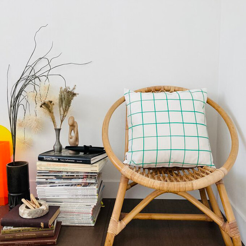 INVEL クッションカバー 緑色 クッションカバー タイルにエメラルド