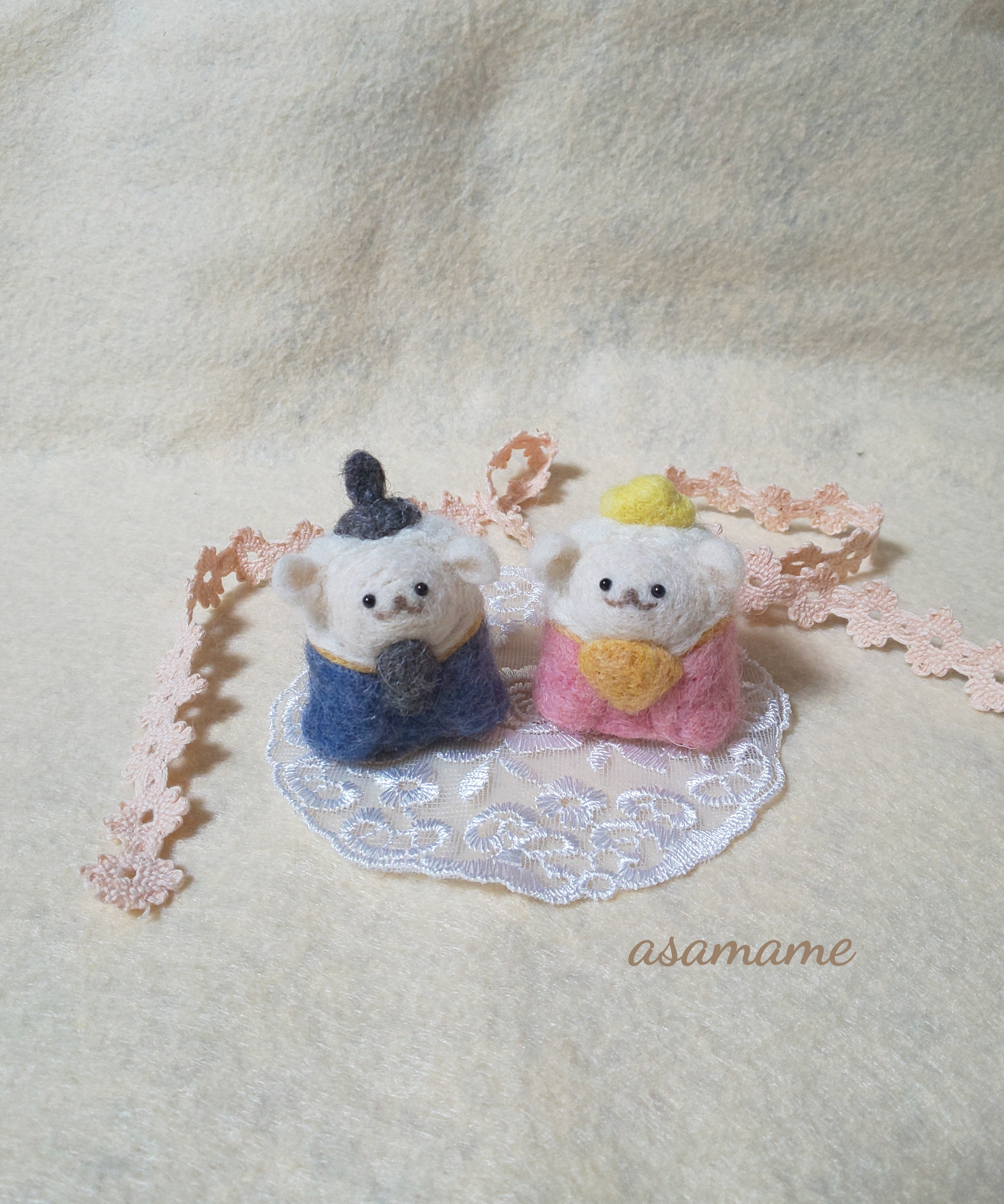 つぶらな瞳のヒツジさん 雛人形 ひな人形 羊毛フェルト ひなまつり