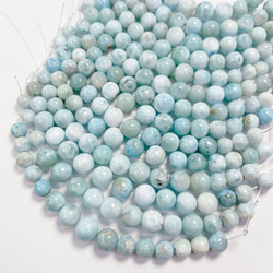 t125 天然石 ラリマー 丸玉 ラウンド 1連 水色 ライト ブルー 材料 青