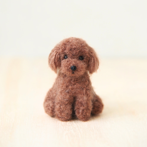 ハンドメイド* ぬいぐるみ*トイプードル*子犬*ブラウン いつでもいっしょ♪ ふわふわ小さなブラウントイプードル 【受注制作