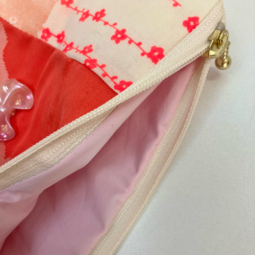 【ハンドメイド】超BIGサイズ　刺し子とパッチワークのフラットポーチ　和柄 ハンドメイド】超BIGサイズ 刺し子とパッチワークのフラット