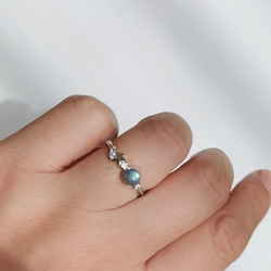 再出品！天然石「ラブラドライト」ミッドナイトシラー・星リング☆つけっぱなし 2枚目の画像