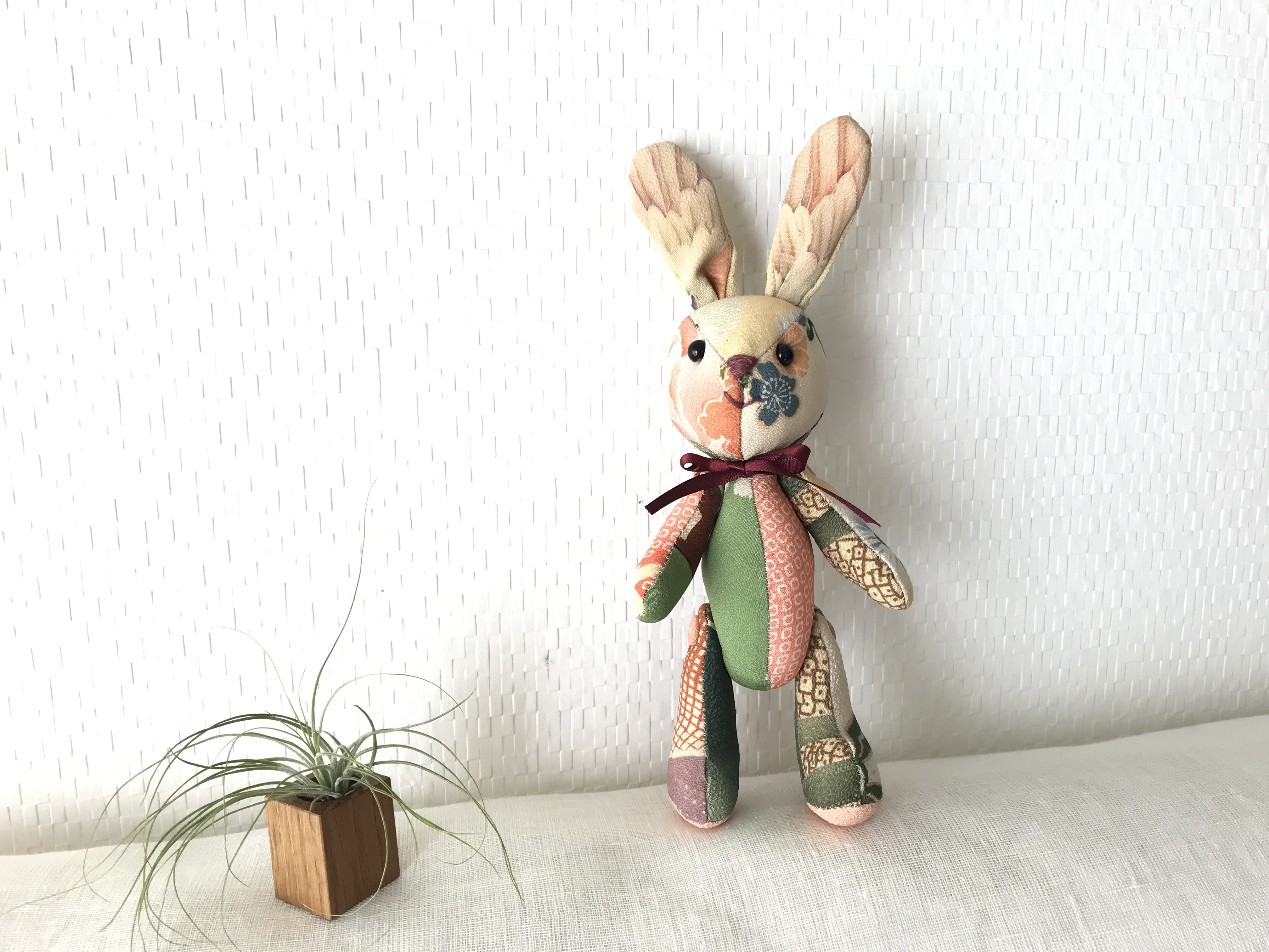 ふっち様専用 ハンドメイド着物 うさぎさんペアと紫テディベア