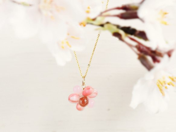 【ネックレス】桜 フラワーボール 2枚目の画像