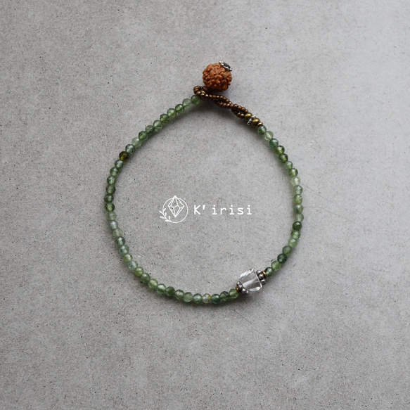 グリーントルマリン × ルドラクシャ 緑のブレスレット / 小さな祈り 7枚目の画像