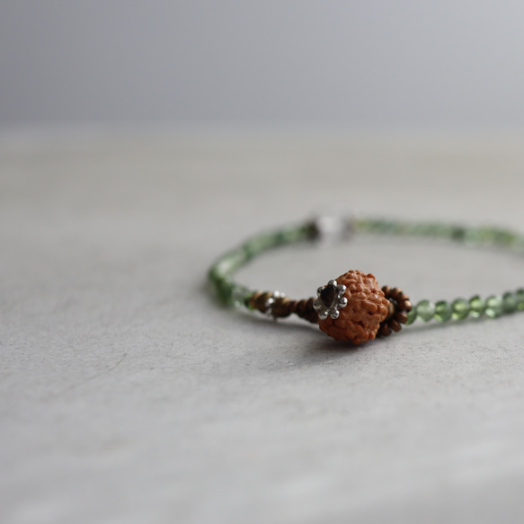グリーントルマリン × ルドラクシャ 緑のブレスレット / 小さな祈り 10枚目の画像