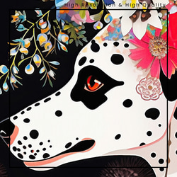 【花とダルメシアン犬の夢の世界 No.2】アートポスター 犬の絵 犬の絵画 犬のイラスト 3枚目の画像