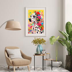 【花とダルメシアン犬の夢の世界 No.3】アートポスター 犬の絵 犬の絵画 犬のイラスト 7枚目の画像