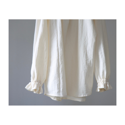 ふわふわ厚さ2倍のとろみ厚手ダブルガーゼブラウス／フリルネック