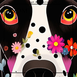 【花とイングリッシュポインター犬の夢の世界 No.1】アートポスター 犬の絵 犬の絵画 犬のイラスト 3枚目の画像