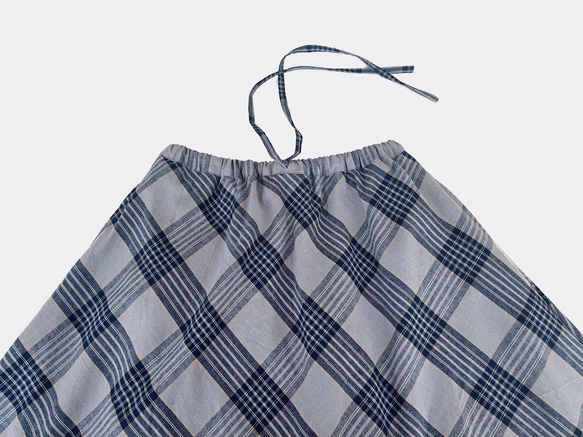 フレアースカート　cotton linen　GreyXNavy タータンチェック 9枚目の画像