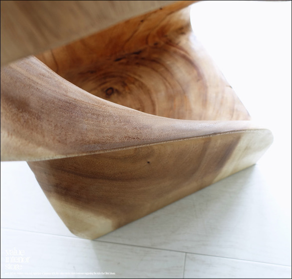無垢材 ウェーブスツールNN01 イス 天然木 椅子 ベンチ 木製スツール ナチュラル 天然木 モンキーポッド 6枚目の画像
