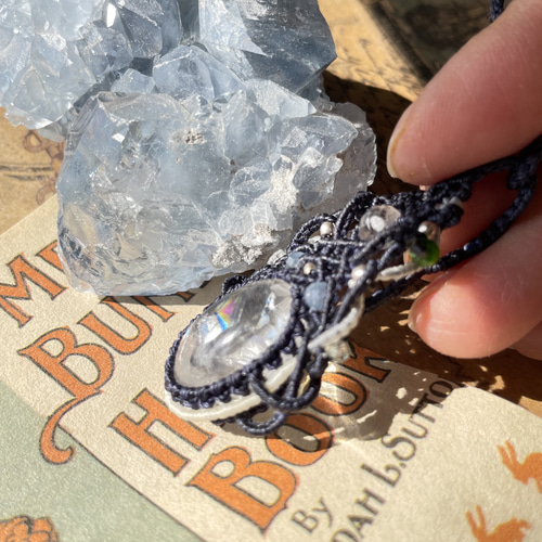 アイリスクォーツ マクラメネックレス 天然石ペンダント アクセサリー  