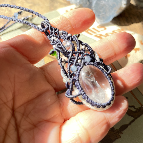 アイリスクォーツ マクラメネックレス 天然石ペンダント アクセサリー  