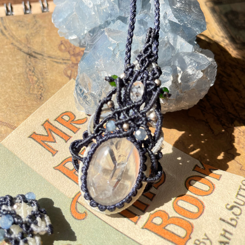 アイリスクォーツ マクラメネックレス 天然石ペンダント アクセサリー  