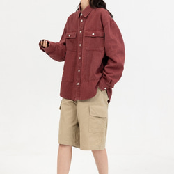メンズレトロ大ポケットゆったりカジュアル長袖シャツ綿シャツ W173 8枚目の画像