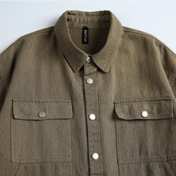 メンズレトロ大ポケットゆったりカジュアル長袖シャツ綿シャツ W173 18枚目の画像