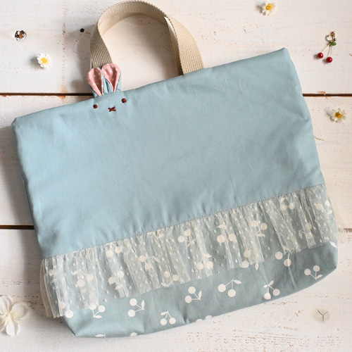 受注生産＜サイズ変更可＞水色好きちゃんに♡うさぎちゃんレッスン