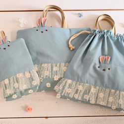 うさぎ柄　ハンドメイド　オーダー　レッスンバック　ランチョンマット　給食袋　など ✧新作✧˖°】『 オリオンうさぎ 』 ＊ ランチマット ランチョン