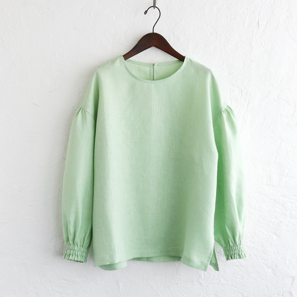 春季亞麻縮袖套頭衫（薄荷綠）TP45。 第12張的照片