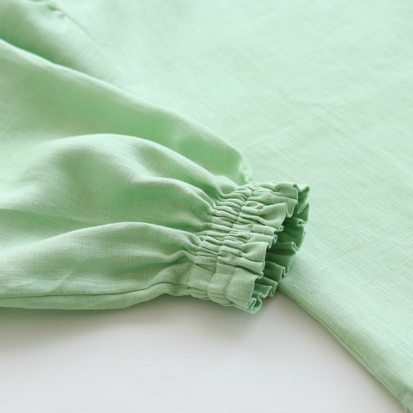 春季亞麻縮袖套頭衫（薄荷綠）TP45。 第17張的照片