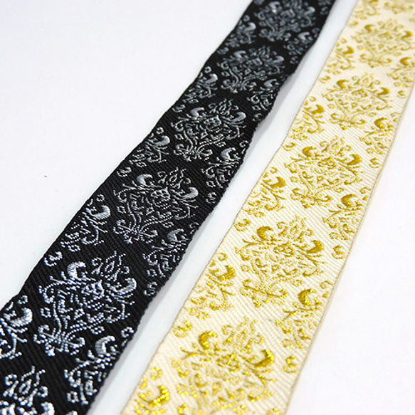 ジャガードリボン【 Damask Design 】25mm×1m 1枚目の画像