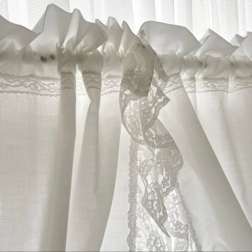 エレガントなラッセルレースが素敵な センタークロスカーテン ホワイト