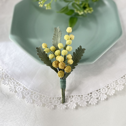 2024春の新作 布花やっぱりかわいいミモザのブローチ コサージュ 布花工房 アクセサリー