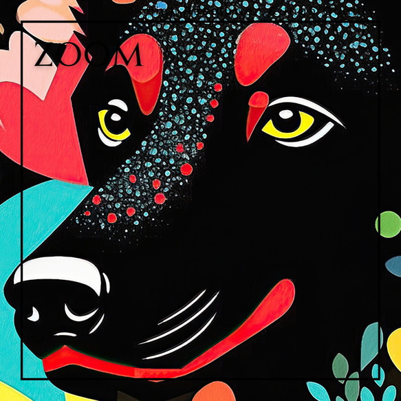【花とジャーマンシェパード犬の夢の世界 No.2】アートポスター 犬の絵 犬の絵画 犬のイラスト 3枚目の画像