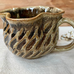 しのぎの輪花マグカップ（チタンマット釉） 3枚目の画像