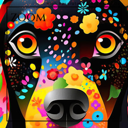 【花とラブラドールレトリバー犬の夢の世界 No.3】アートポスター 犬の絵 犬の絵画 犬のイラスト 3枚目の画像