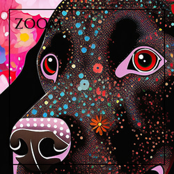 【花とラブラドールレトリバー犬の夢の世界 No.5】アートポスター 犬の絵 犬の絵画 犬のイラスト 3枚目の画像