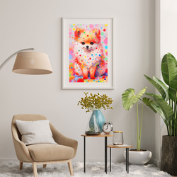 【花とポメラニアン犬の夢の世界 No.6】アートポスター 犬の絵 犬の絵画 犬のイラスト 7枚目の画像