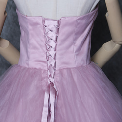 豪華！ カラードレス  薄ピンク  ベアトップ  ラッフルフリル   プリンセスライン  披露宴/結婚式 7枚目の画像