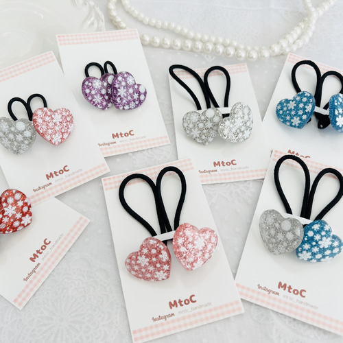 189 メタリックシルバー￼キラキラ キッズヘアゴム プリンセス