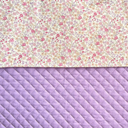防災頭巾カバー（ピンク小花柄×パープル） 3枚目の画像
